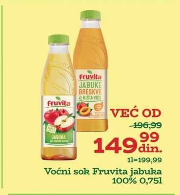 Voćni sok Fruvita jabuka 100%
