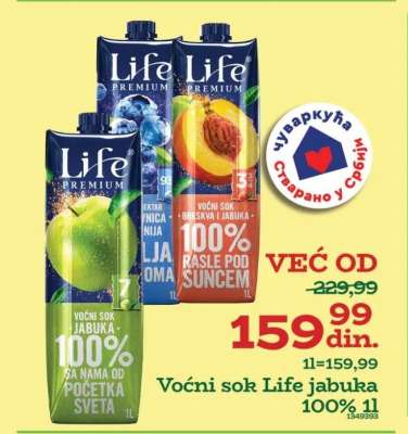 Voćni sok Life jabuka 100%