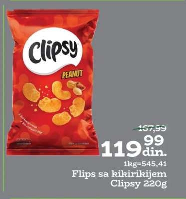 Flips sa kikirikijem Clipsy 220g