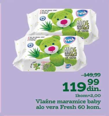 Vlažne maramice baby alo vera Fresh 60 kom.