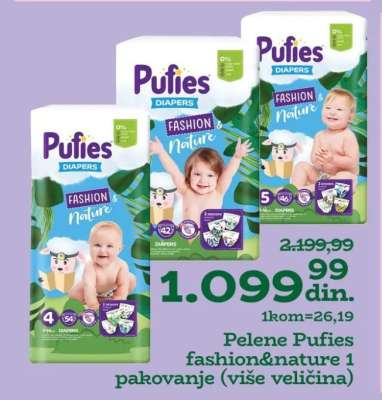 Pelene Pufies fashion&nature 1 pakovanje (više veličina)