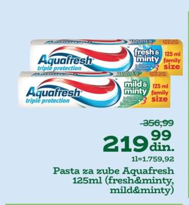 Pasta za zube Aquafresh 125ml (fresh&minty, mild&minty)