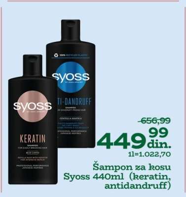 Šampon za kosu Syoss 440ml (keratin, antidandruff)