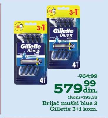 Brijač muški blue 3 Gillette 3+1 kom.
