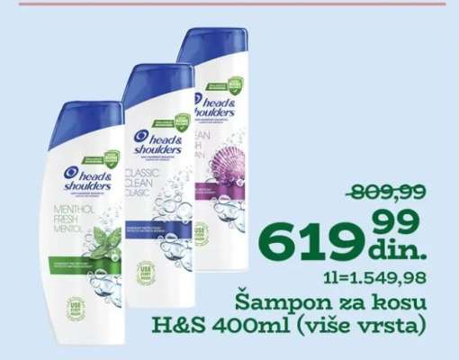 Šampon za kosu H&S 400ml (više vrsta)