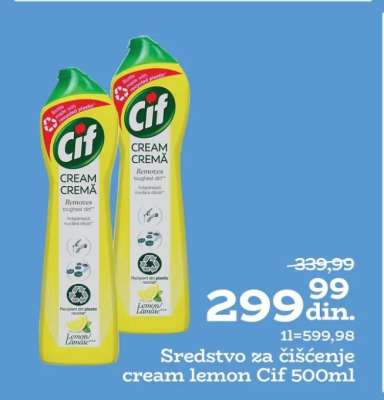 Sredstvo za čišćenje cream lemon Cif 500ml