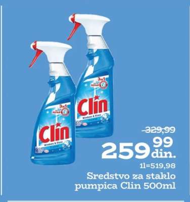Sredstvo za staklo pumpica Clin 500ml