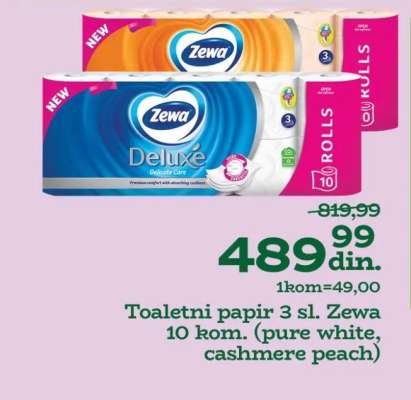 Toaletni papir 3 sl. Zewa 10 kom.
