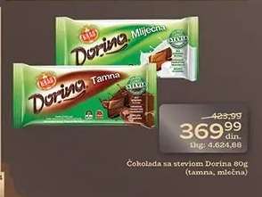 Čokolada sa stevijom Dorina 80g