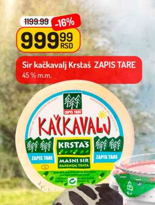 Sir kačkavalj Krstaš ZAPIS TARE