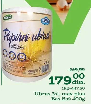Ubrus 3sl, max plus Baš Baš 400g
