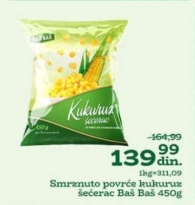 Smrznuto povrće kukuruz šećerac Baš Baš 450g