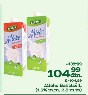 Mleko Baš Baš 1l