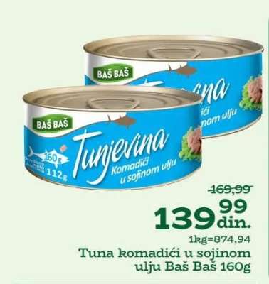 Tuna komadići u sojinom ulju Baš Baš 160g