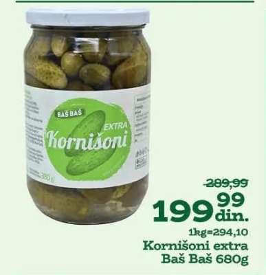 Kornišoni extra Baš Baš 680g