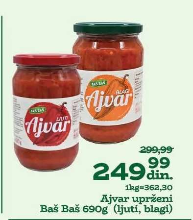 Ajvar uprženi Baš Baš 690g (ljuti, blagi)