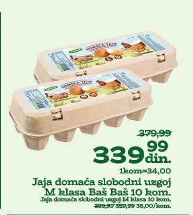 Jaja domaća slobodni uzgoj M klasa Baš Baš 10 kom.