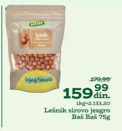 Lešnik sirovo jezgro Baš Baš 75g