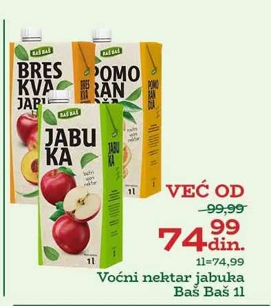 Voćni nektar jabuka Baš Baš 1l