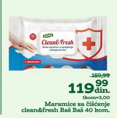 Maramice za čišćenje clean&fresh Baš Baš 40 kom.