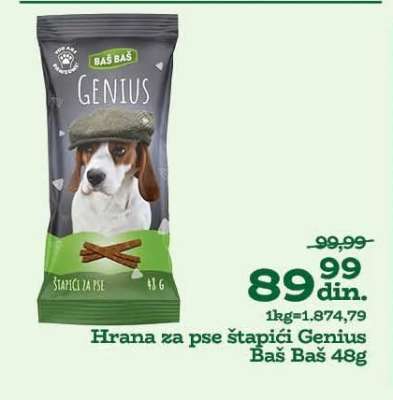 Hrana za pse štapići Genius Baš Baš 48g