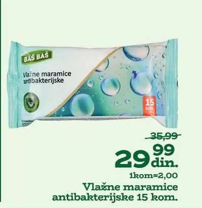 Vlažne maramice antibakterijske 15 kom.