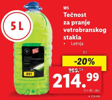 W5 Tečnost za pranje vetrobranskog stakla
