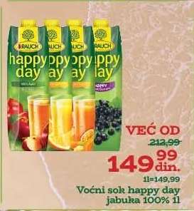 Voćni sok happy day jabuka 100% 1l