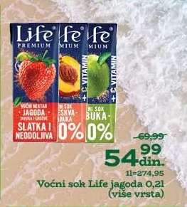 Voćni sok Life jagoda 0,2l