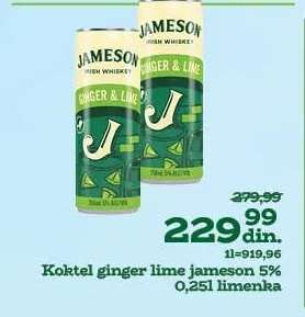 Koktel ginger lime jameson 5% 0,25l limenka