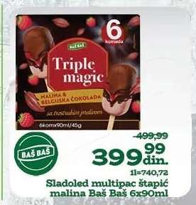Sladoled multipac štapić malina Baš Baš 6x90ml