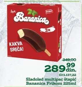 Sladoled multipac štapić Bananica Frikom 225ml