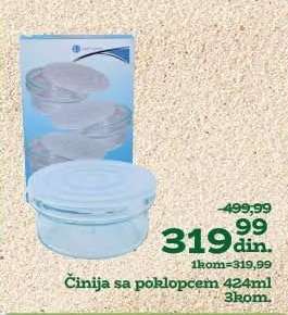 Činija sa poklopcem 424ml 3kom.