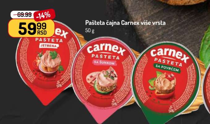 Pašteta čajna Carnex više vrsta