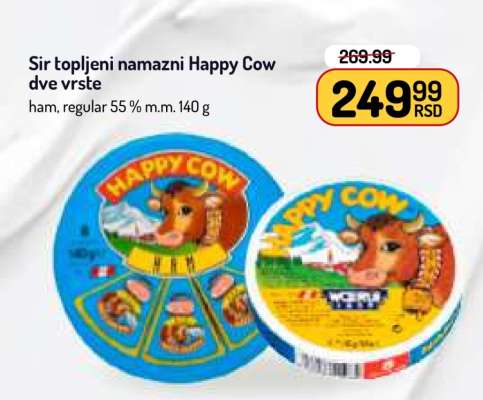 Sir topljeni namazni Happy Cow dve vrste