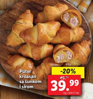 Puter kroasan sa šunkom i sirom
