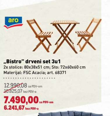 „Bistro” drveni set 3u1