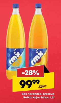 Sok narandža, breskva ReMix Knjaz Miloš, 1.5l