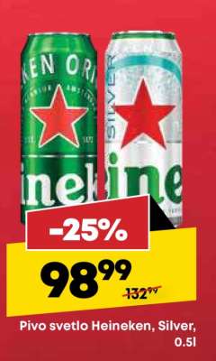 Pivo svetlo Heineken Silver 0.5l