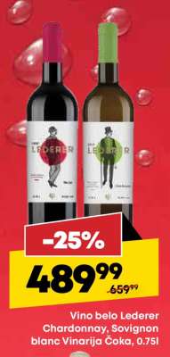 Vino belo Lederer Chardonnay, Sovignon blanc Vinarija Čoka, 0.75l