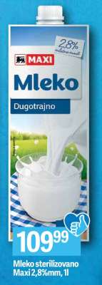 Mleko sterilizovano Maxi 2,8%mm, 1l