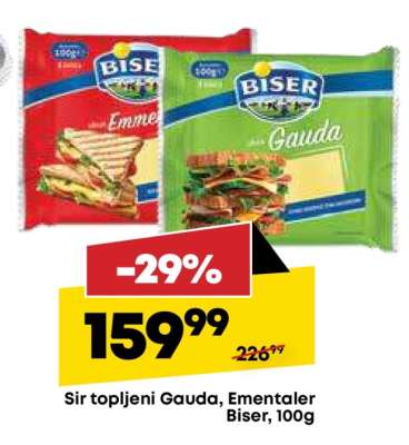 Sir topljeni Gauda, Ementaler Biser, 100g