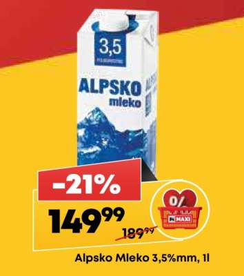 Alpsko mleko 3,5 % mm 1l