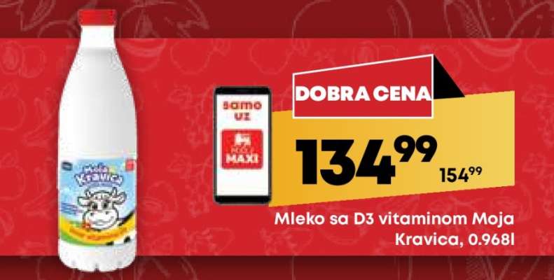 Mleko sa D3 vitaminom Moja Kravica, 0.968l