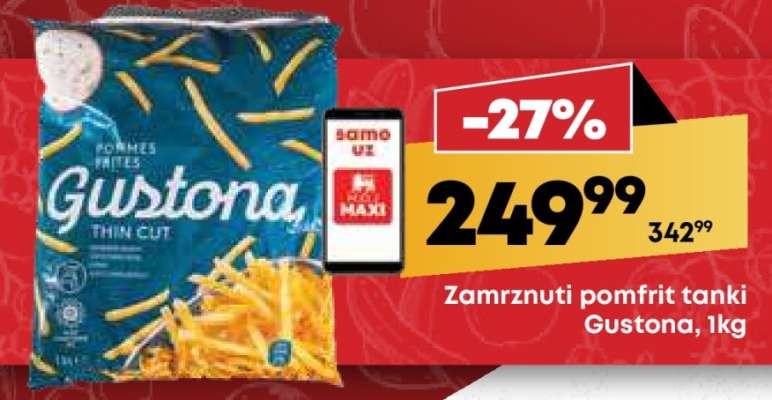 Zamrznuti pomfrit tanki Gustona, 1kg