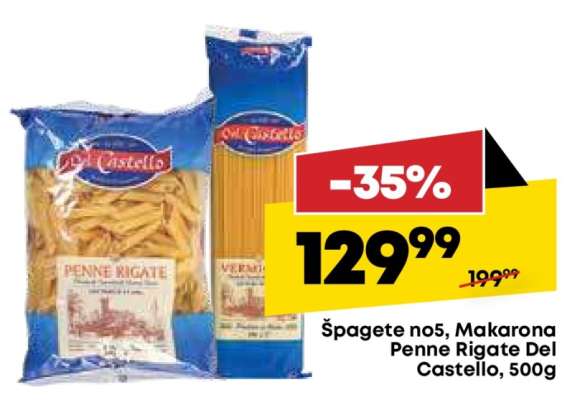Špagete no5, Makarona Penne Rigate Del Castello, 500g