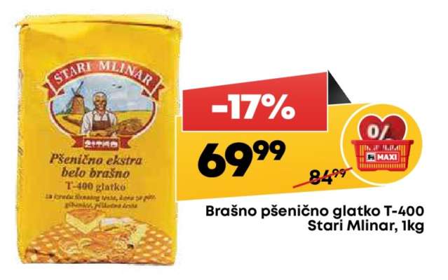 Brašno pšenično glatko T-400 Stari Mlinar, 1kg