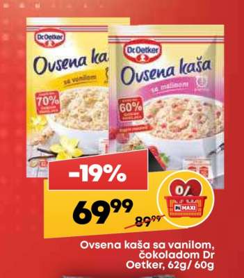Ovsena kaša sa vanilom čokoladom Dr Oetker 62g 60g