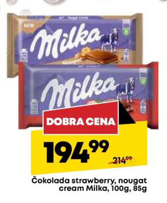 Čokolada strawberry, nougat cream Milka