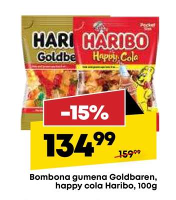 Bombona gumena Goldbaren , Happy cola Haribo 100g